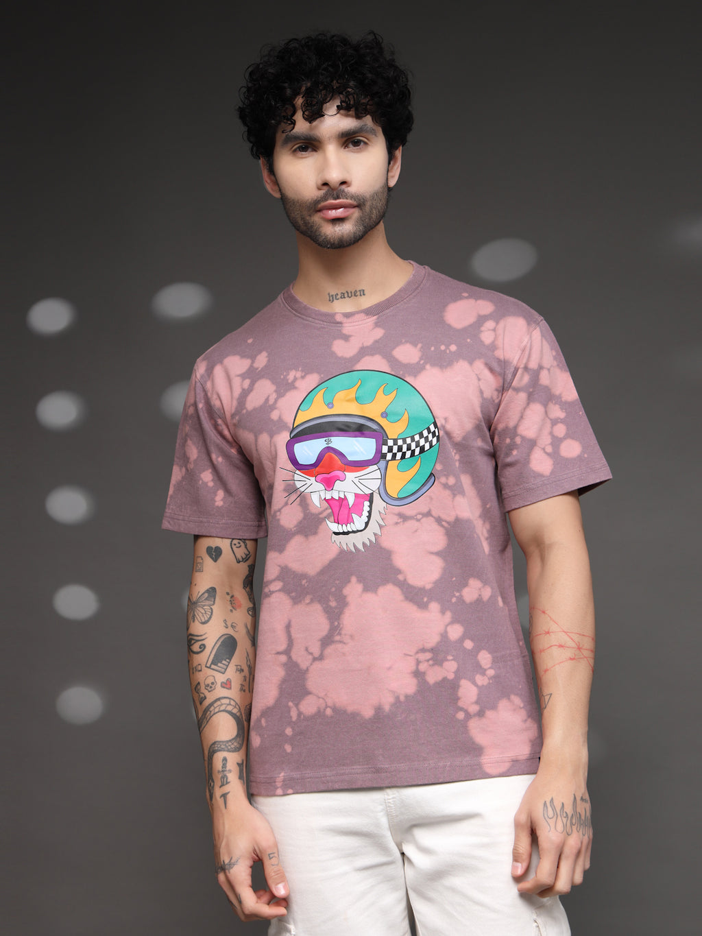 Men's Mauve Tie-Dye Tiger Tee