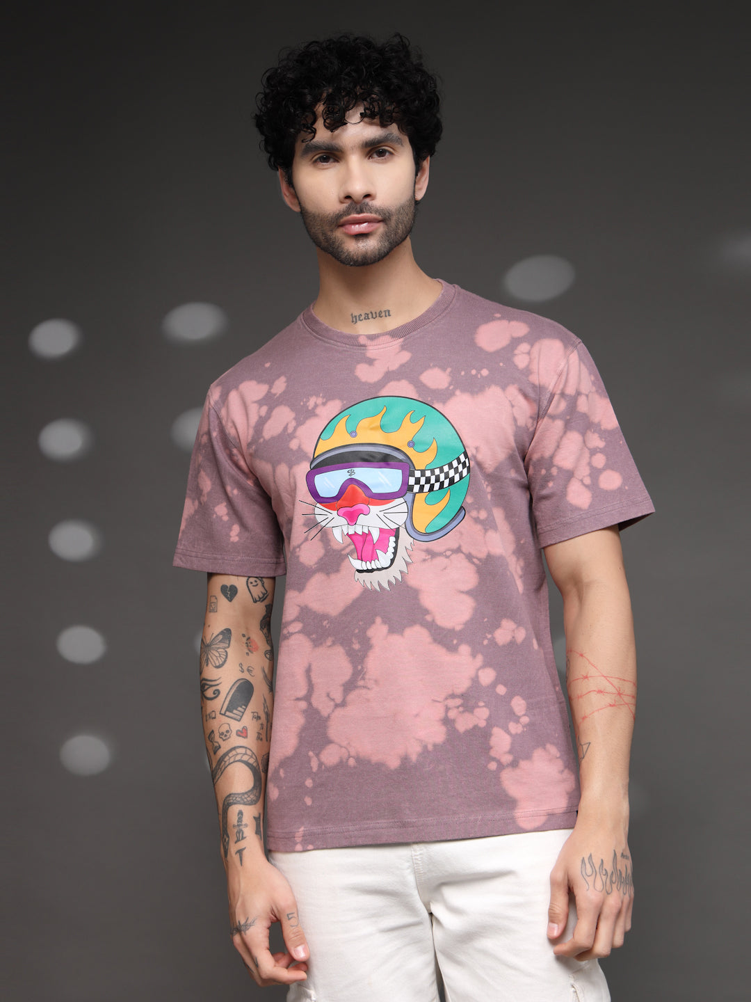 Men's Mauve Tie-Dye Tiger Tee