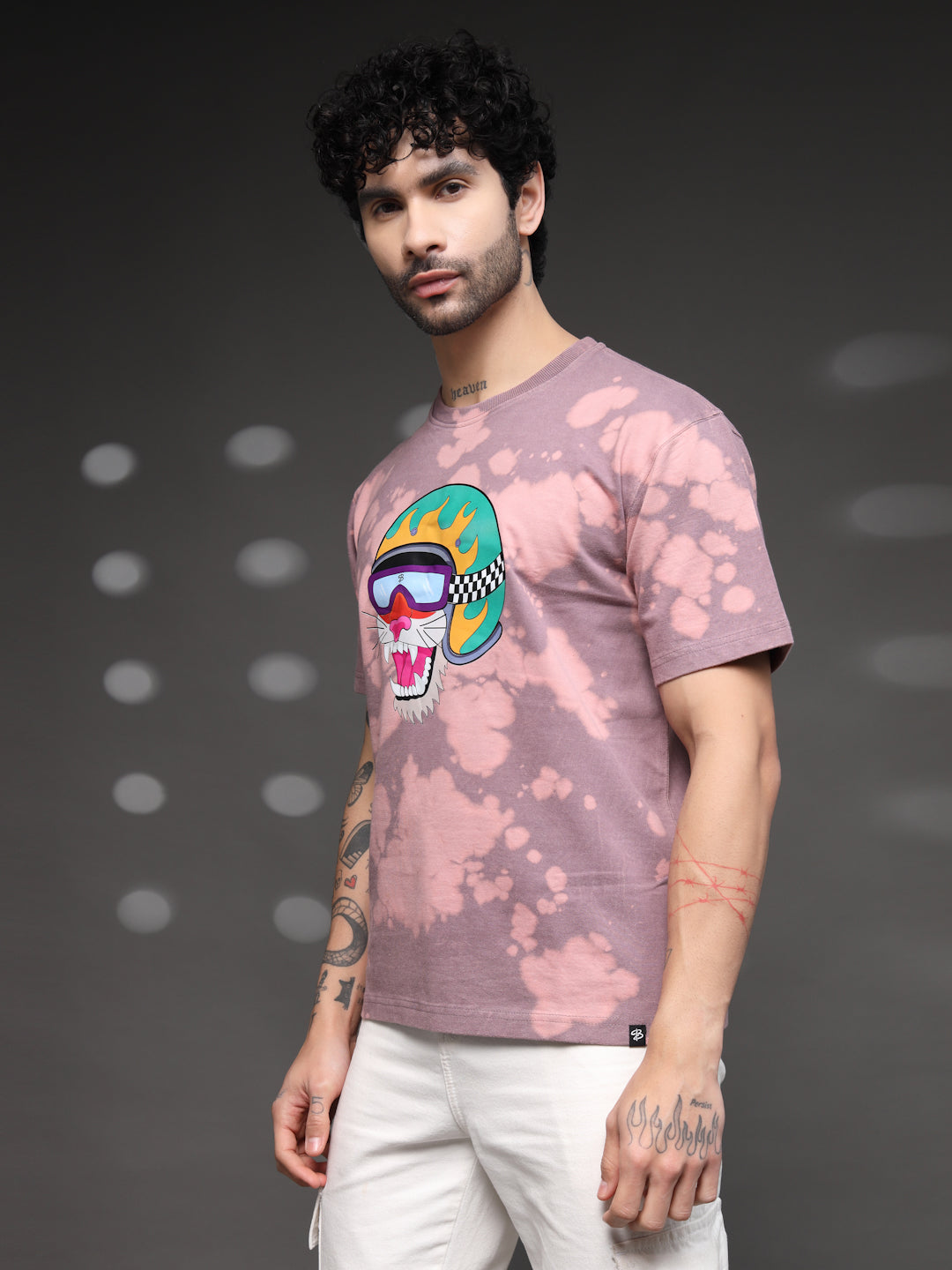 Men's Mauve Tie-Dye Tiger Tee