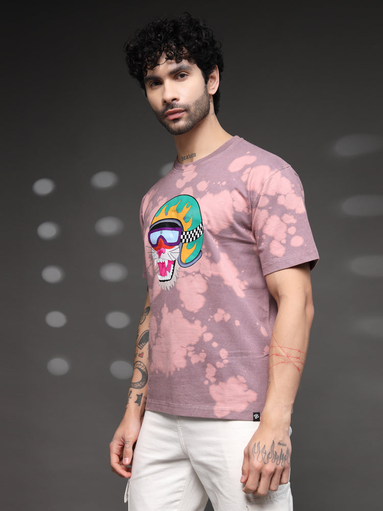 Men's Mauve Tie-Dye Tiger Tee