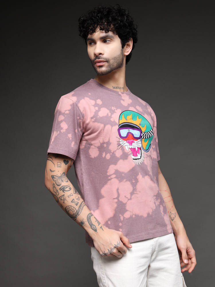 Men's Mauve Tie-Dye Tiger Tee