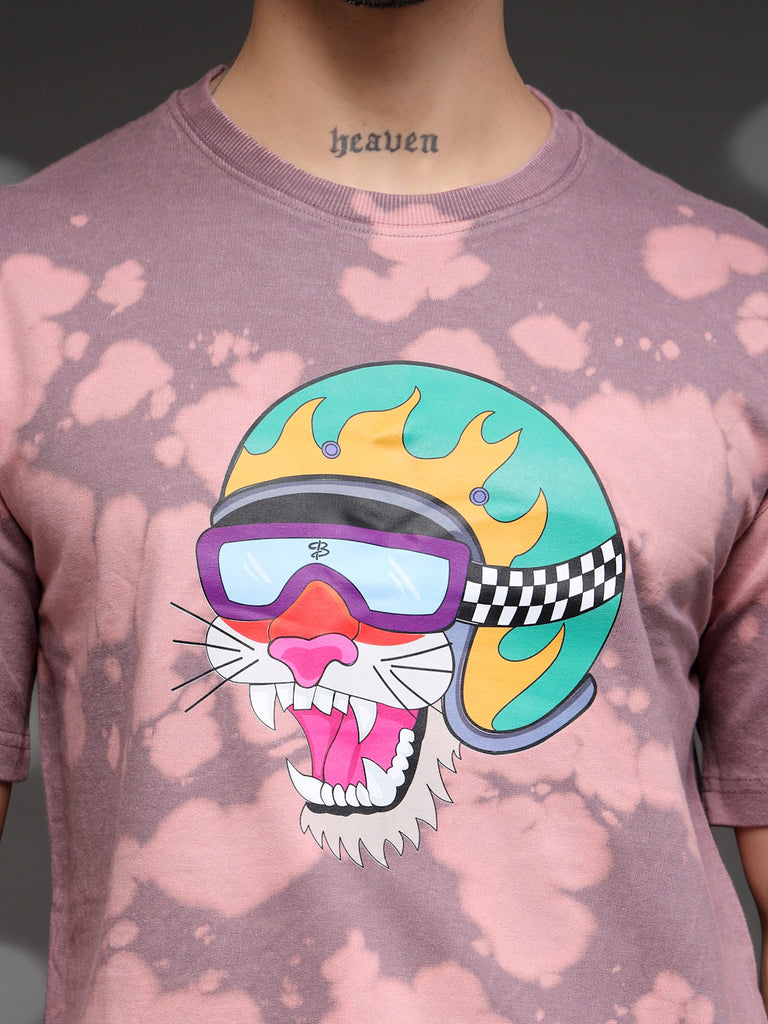 Men's Mauve Tie-Dye Tiger Tee