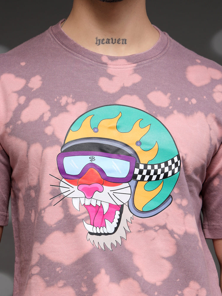 Men's Mauve Tie-Dye Tiger Tee