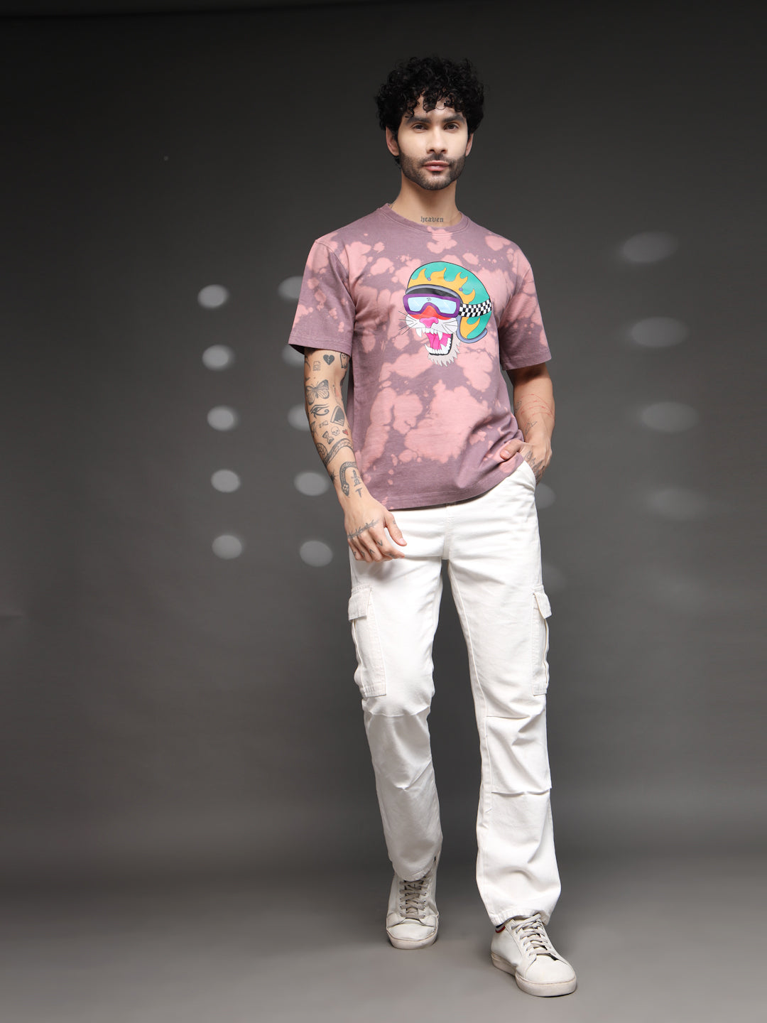 Men's Mauve Tie-Dye Tiger Tee