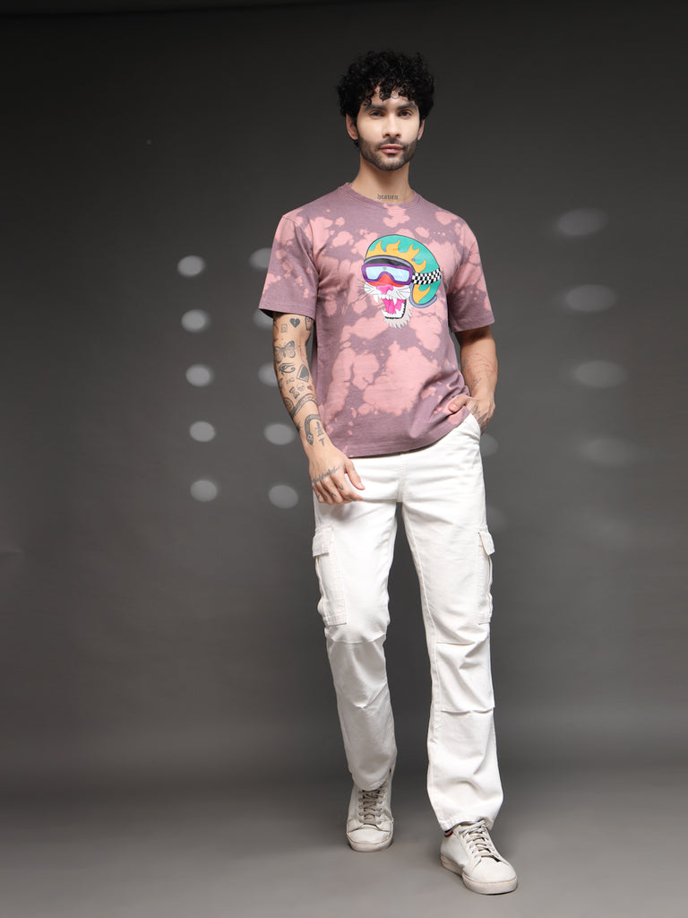 Men's Mauve Tie-Dye Tiger Tee