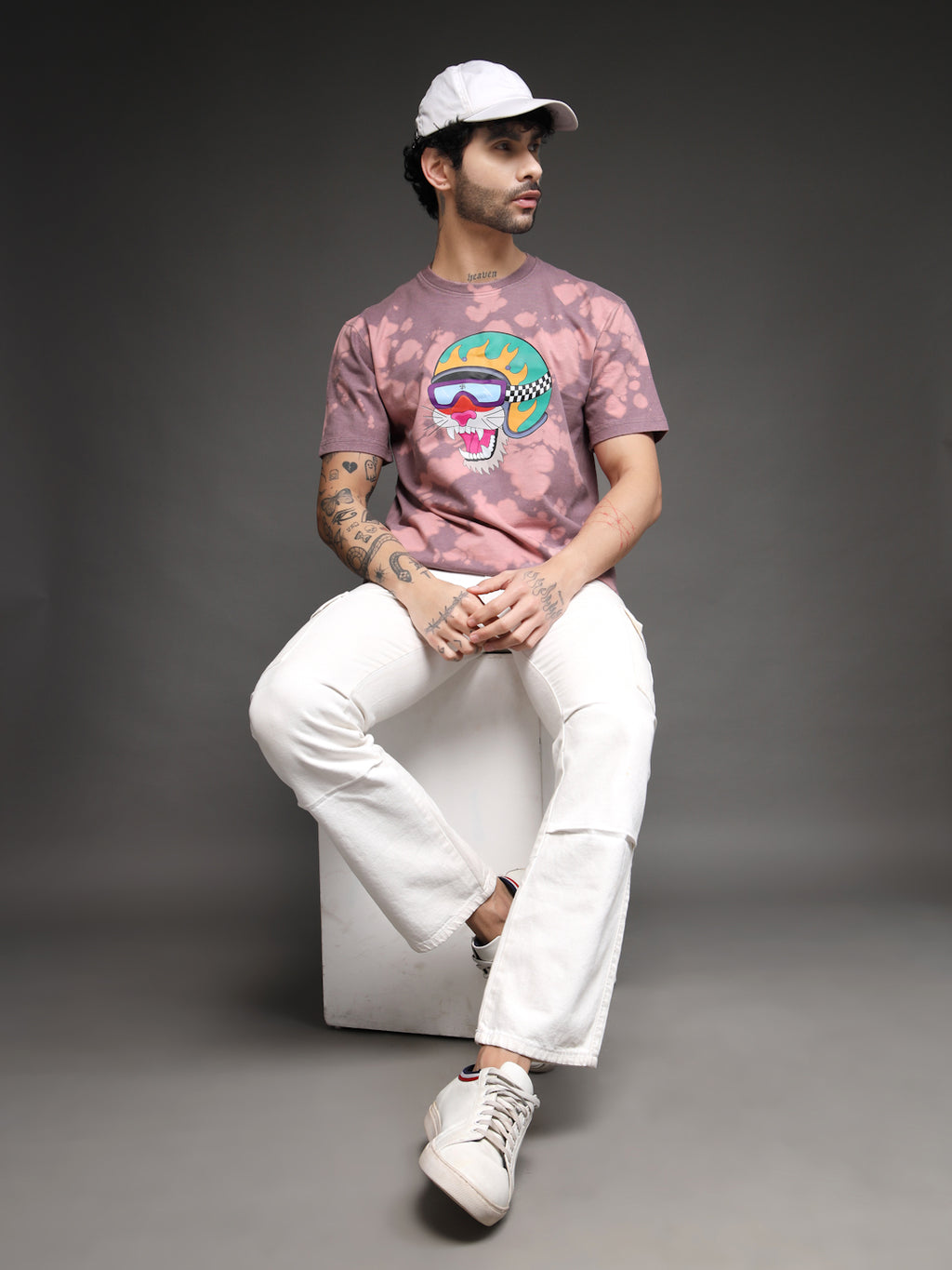 Men's Mauve Tie-Dye Tiger Tee