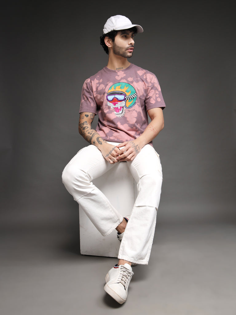 Men's Mauve Tie-Dye Tiger Tee