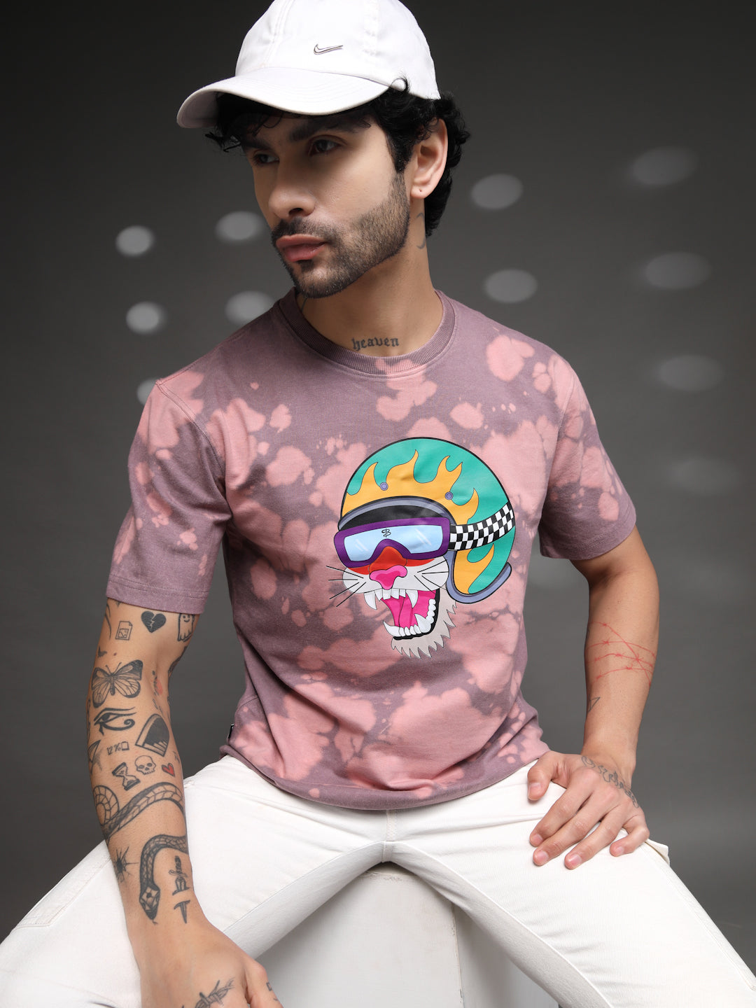 Men's Mauve Tie-Dye Tiger Tee
