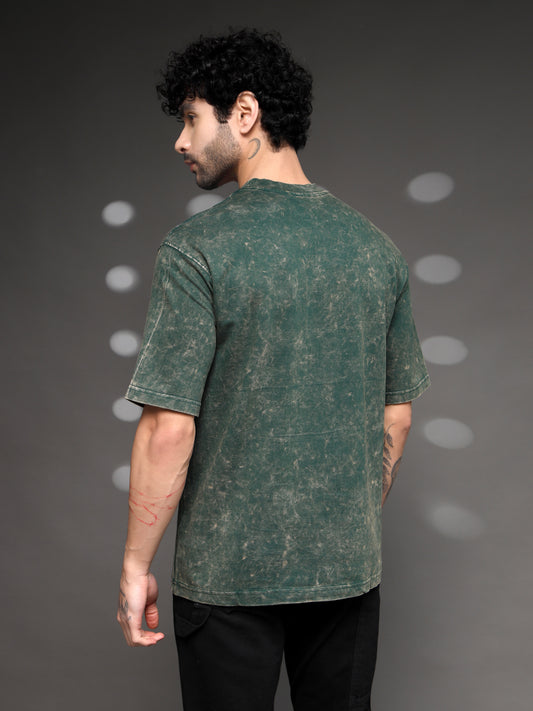 Men's Green Acid-Wash Banana Tee