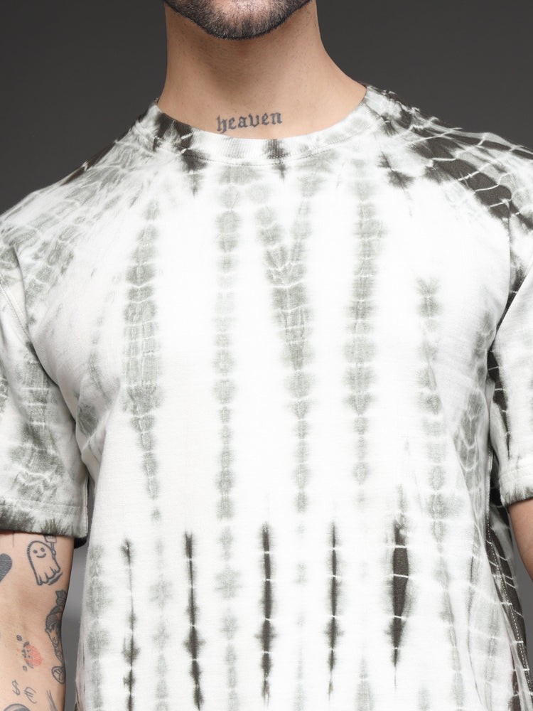 Olive Green Acid Wash  tie dye T-Shirt