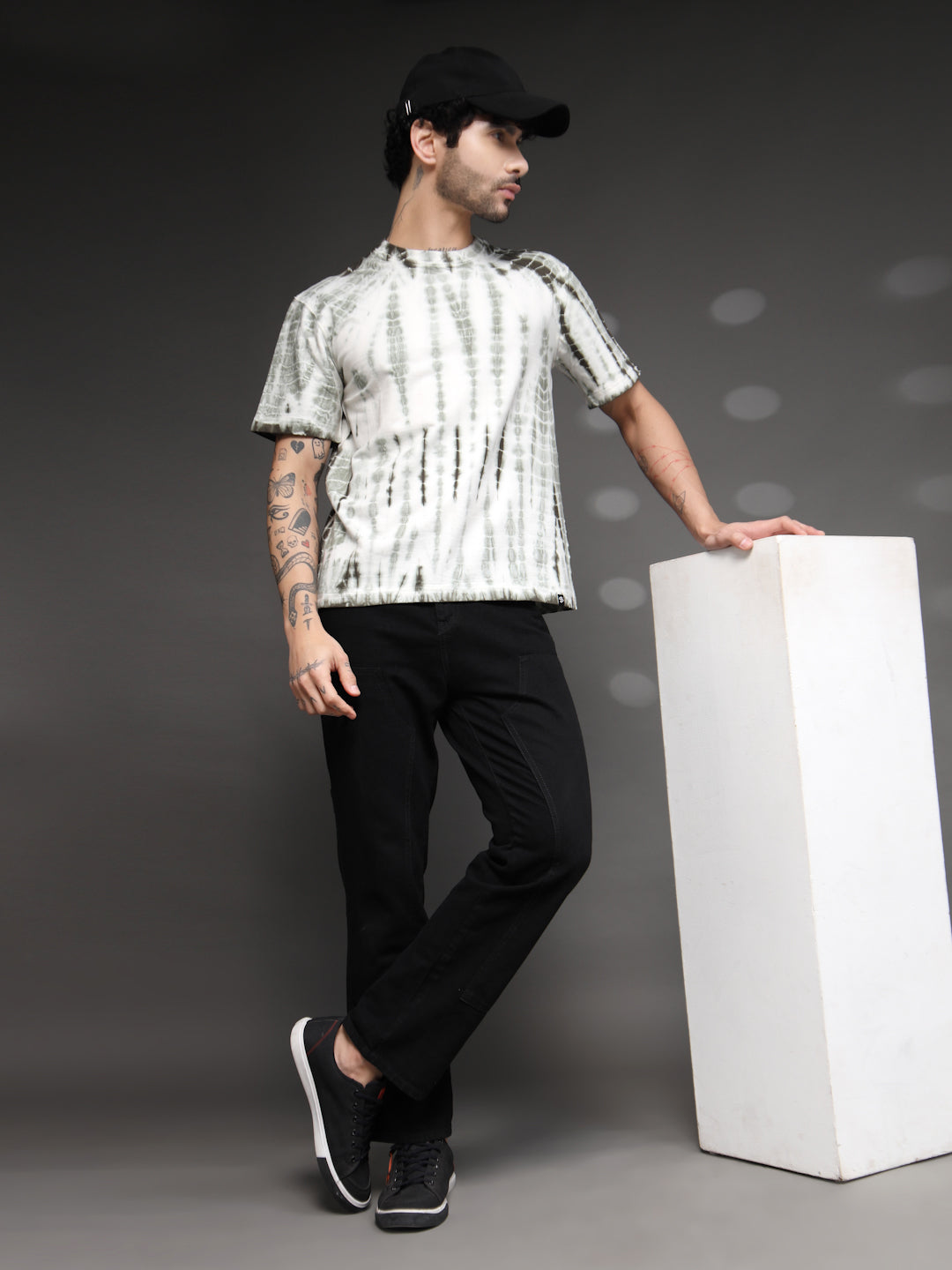 Olive Green Acid Wash  tie dye T-Shirt