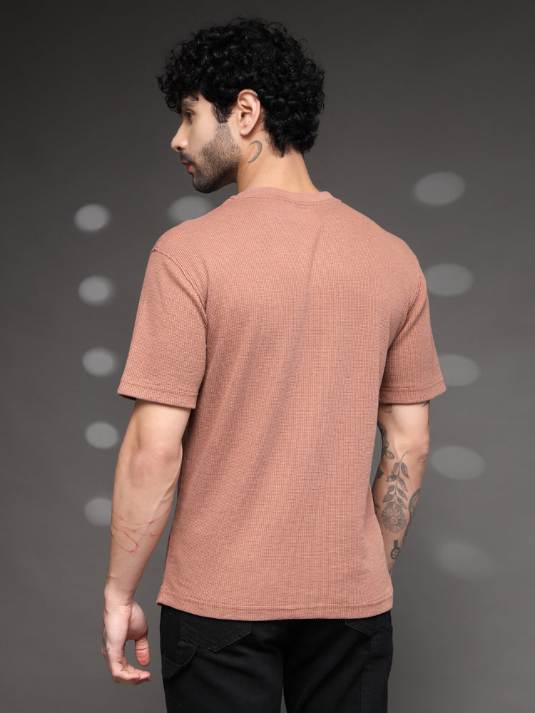 Mauve Waffle Knit Crew T-Shirt