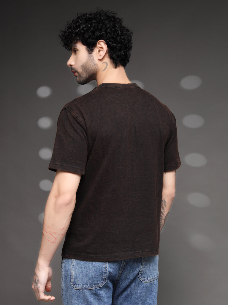 Brown Fadded Acid Wash T-Shirt