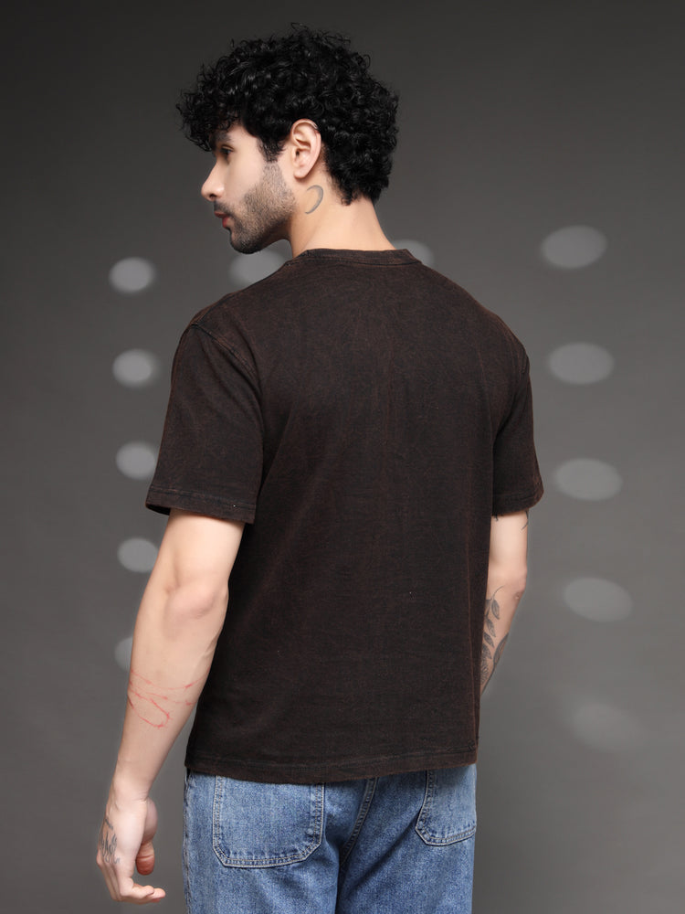 Brown Fadded Acid Wash T-Shirt