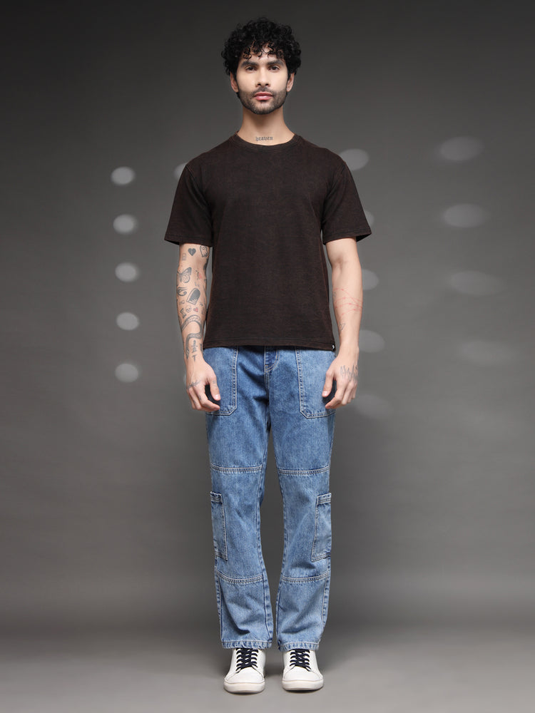 Brown Fadded Acid Wash T-Shirt