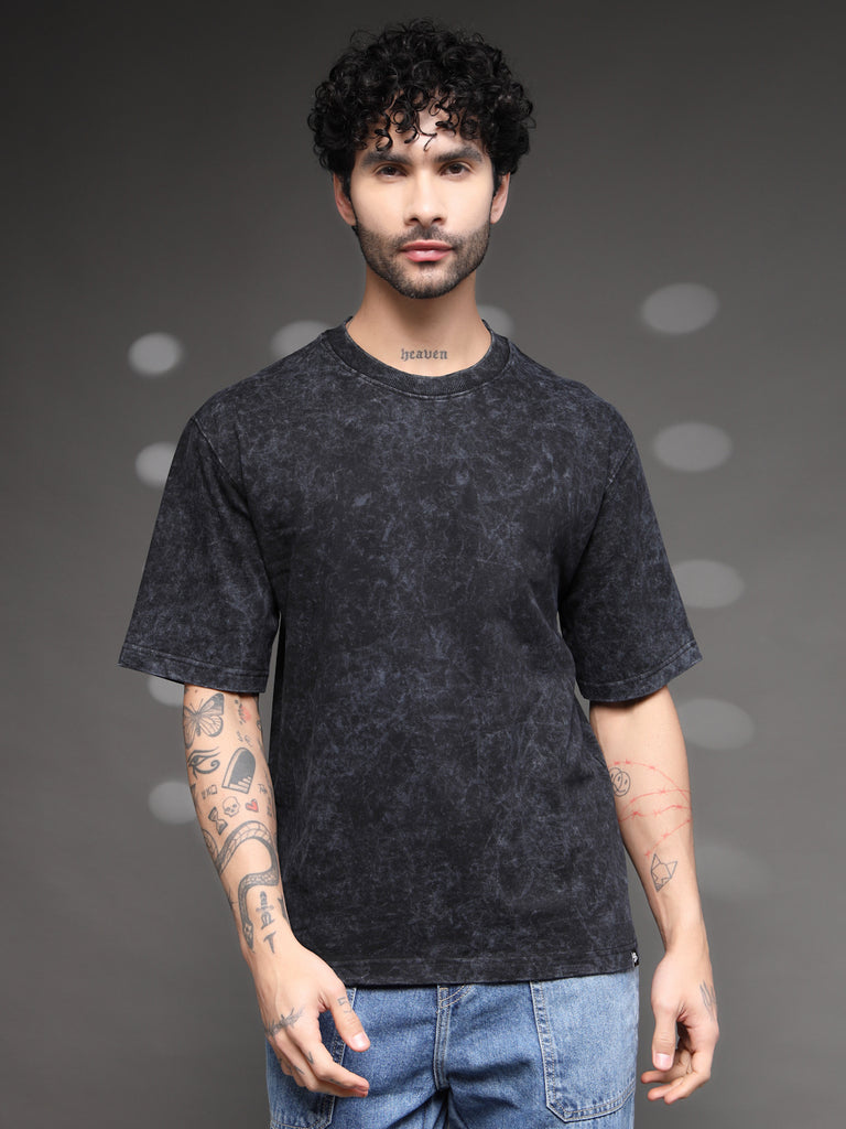Black Grey Acid Wash T-Shirt