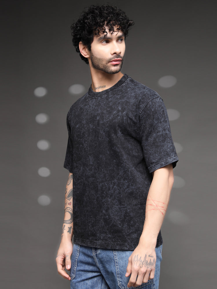 Black Grey Acid Wash T-Shirt