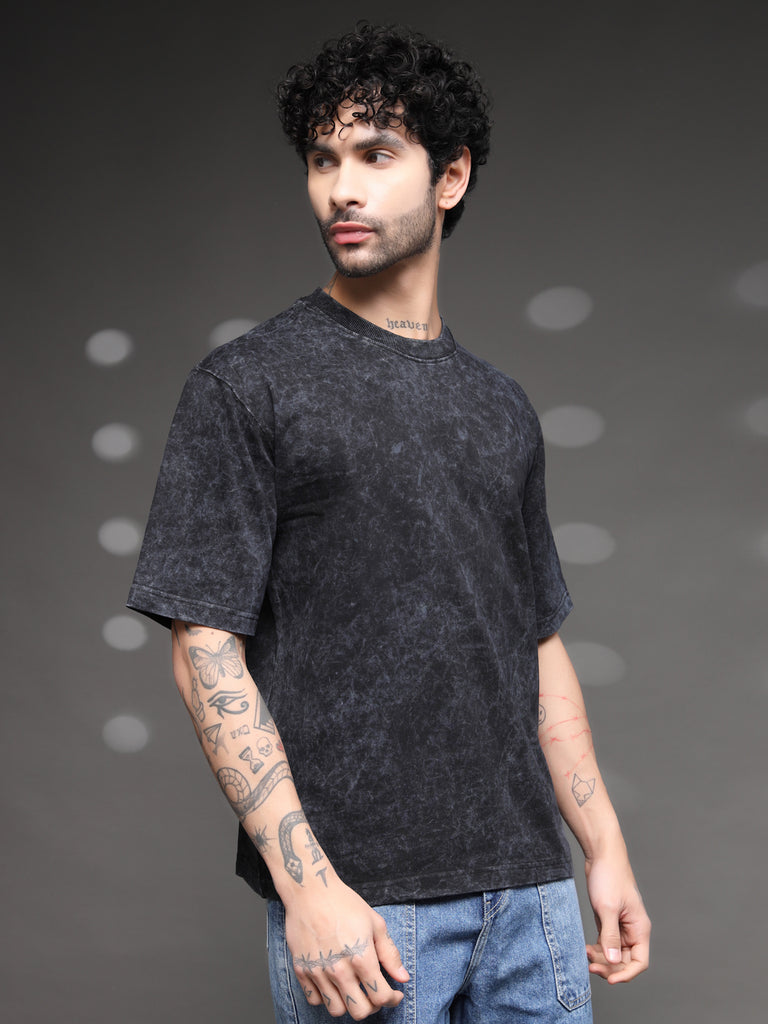 Black Grey Acid Wash T-Shirt