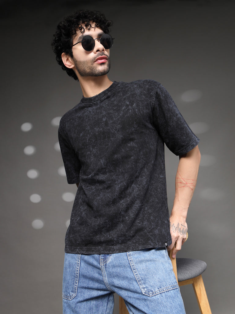 Black Grey Acid Wash T-Shirt