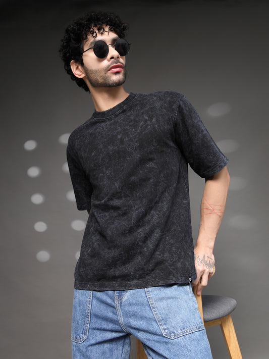 Black Grey Acid Wash T-Shirt