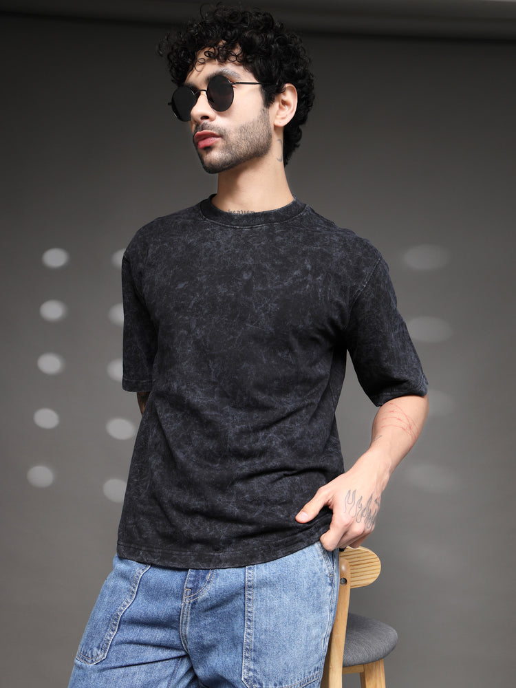Black Grey Acid Wash T-Shirt