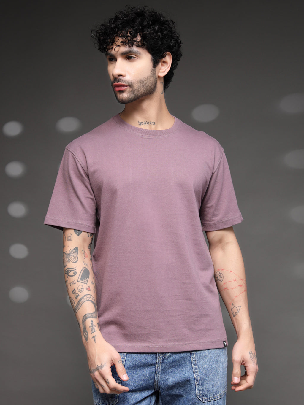 Mauve Solid Reguler Tshirt