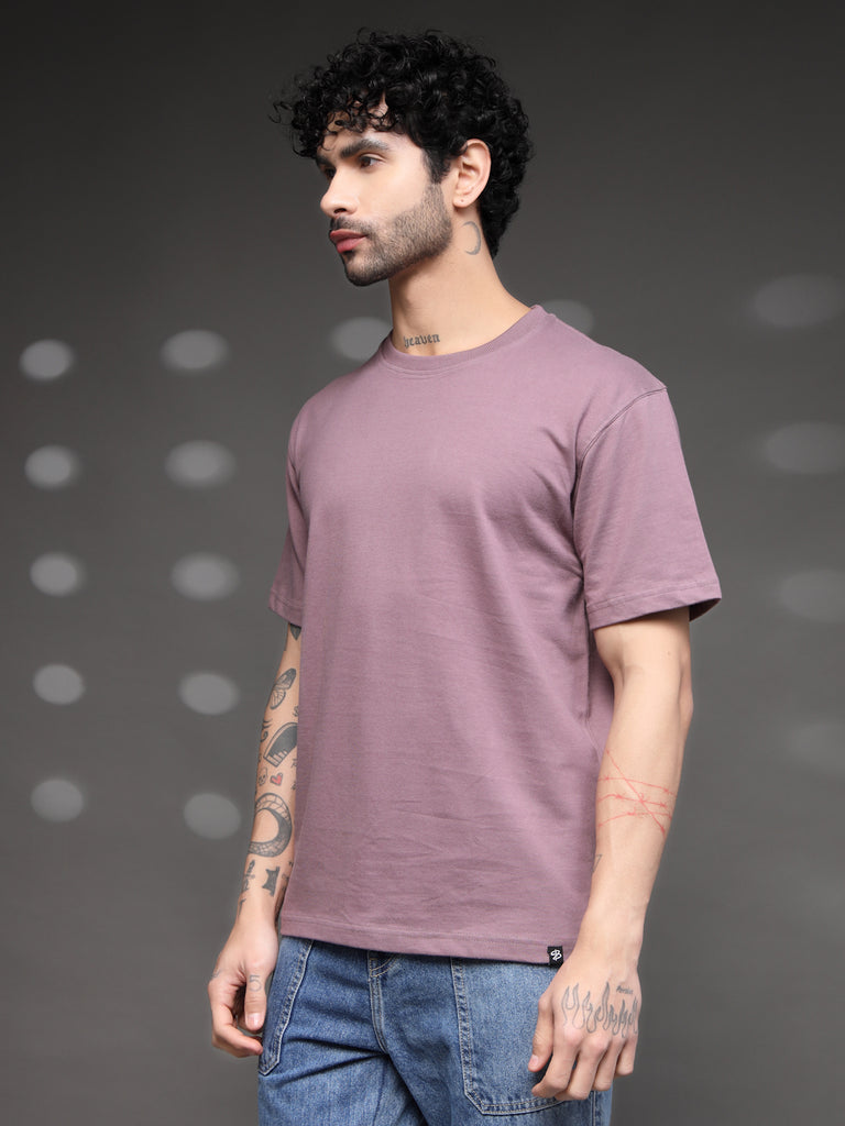 Mauve Solid Reguler Tshirt