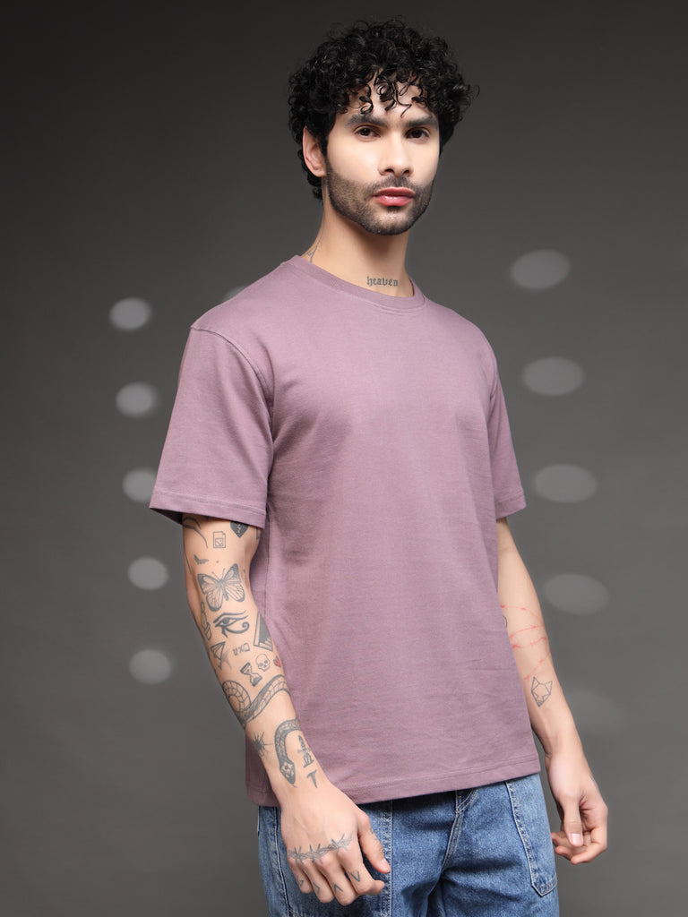Mauve Solid Reguler Tshirt