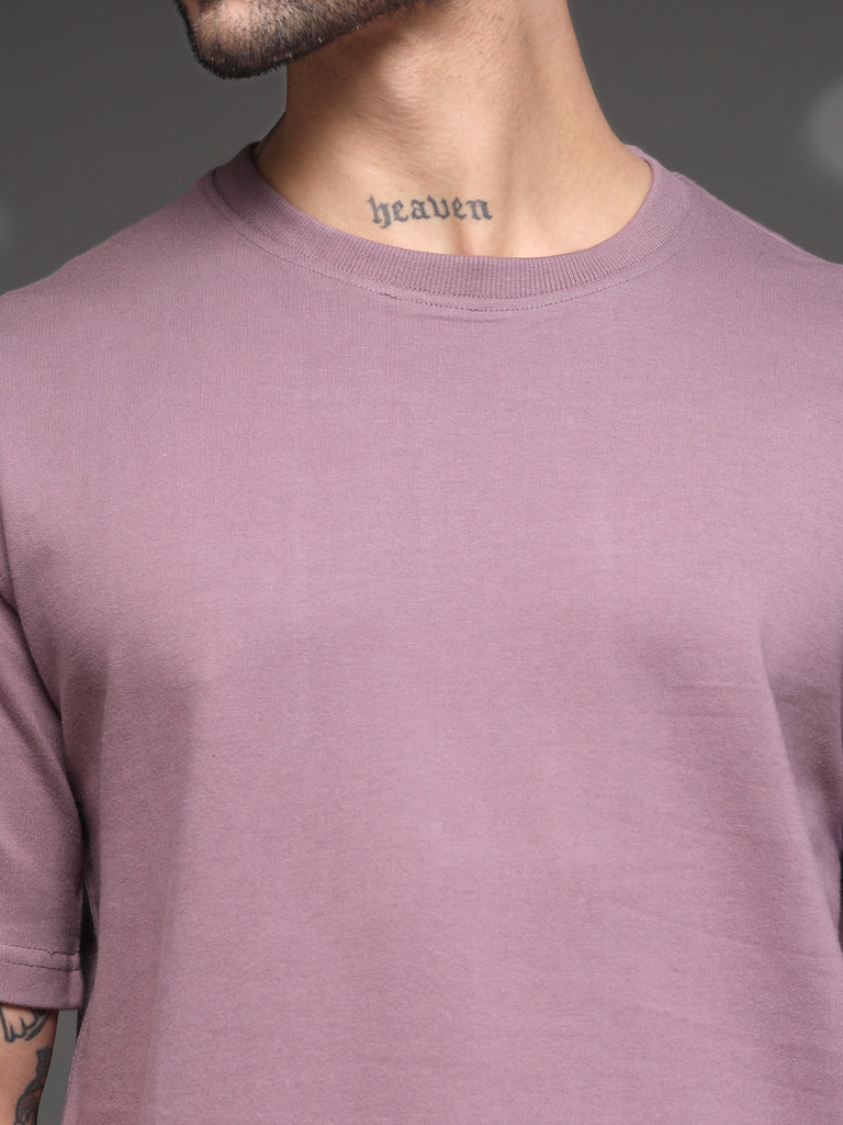 Mauve Solid Reguler Tshirt