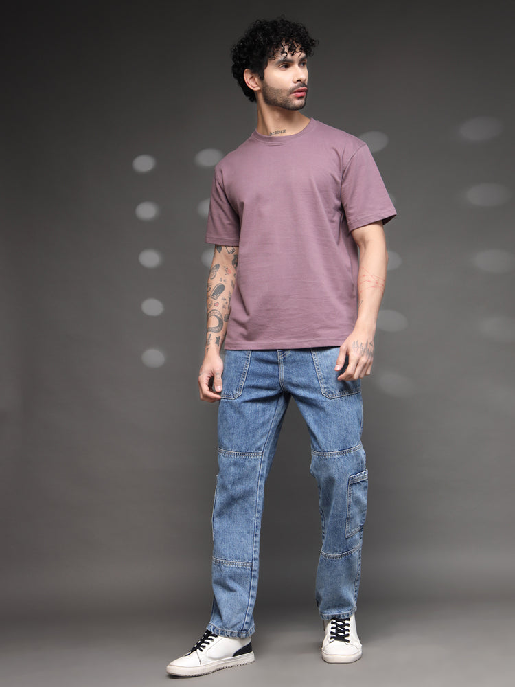 Mauve Solid Reguler Tshirt
