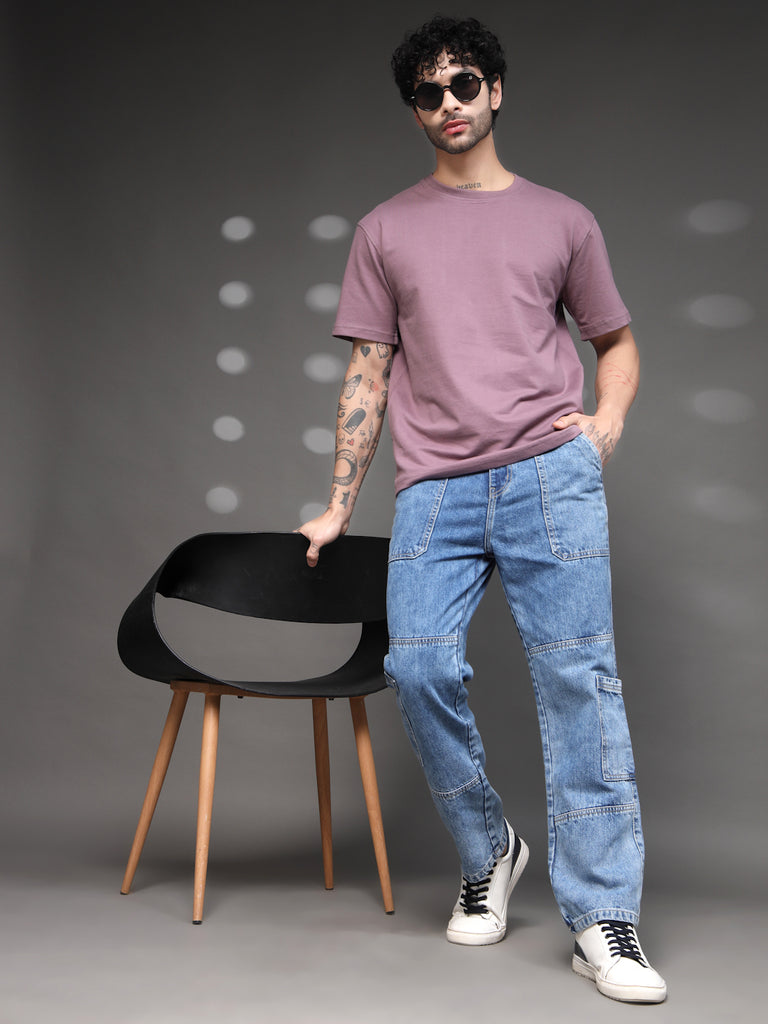 Mauve Solid Reguler Tshirt