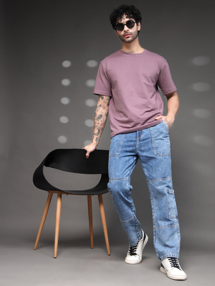 Mauve Solid Reguler Tshirt