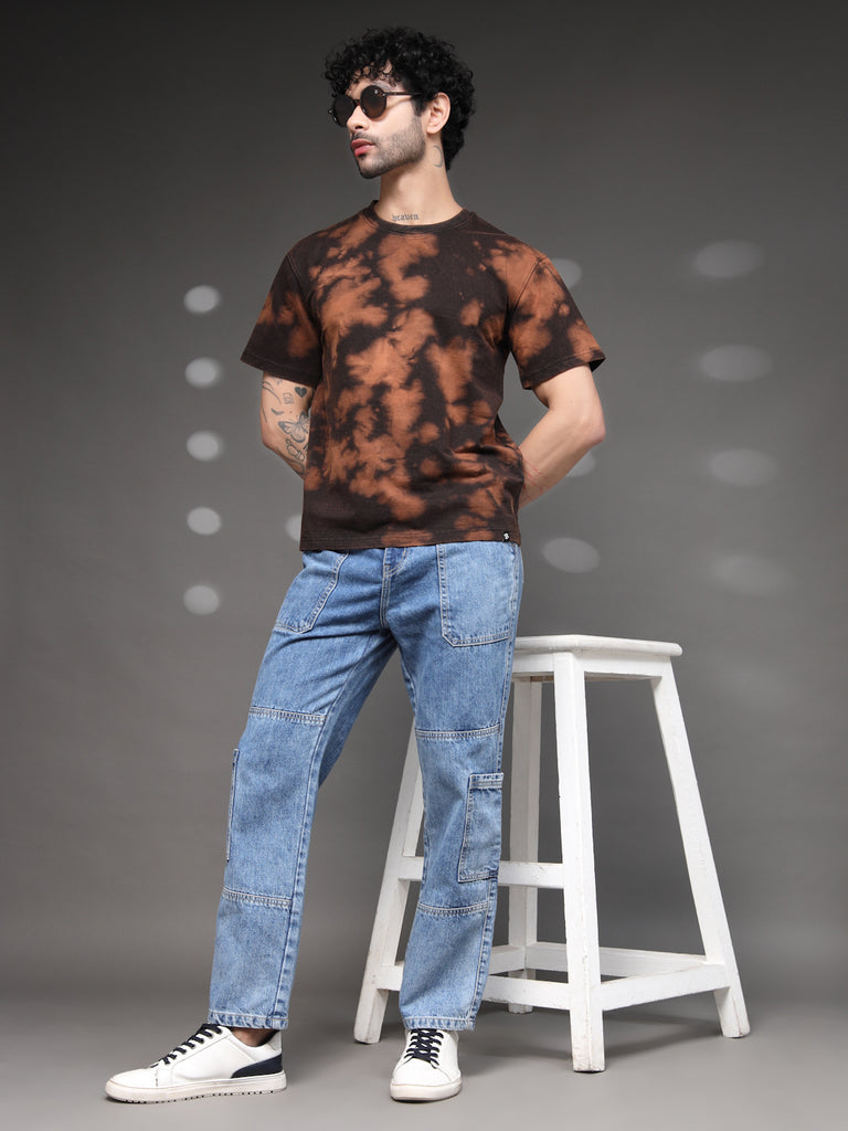 Brown Black Acid Wash T-Shirt