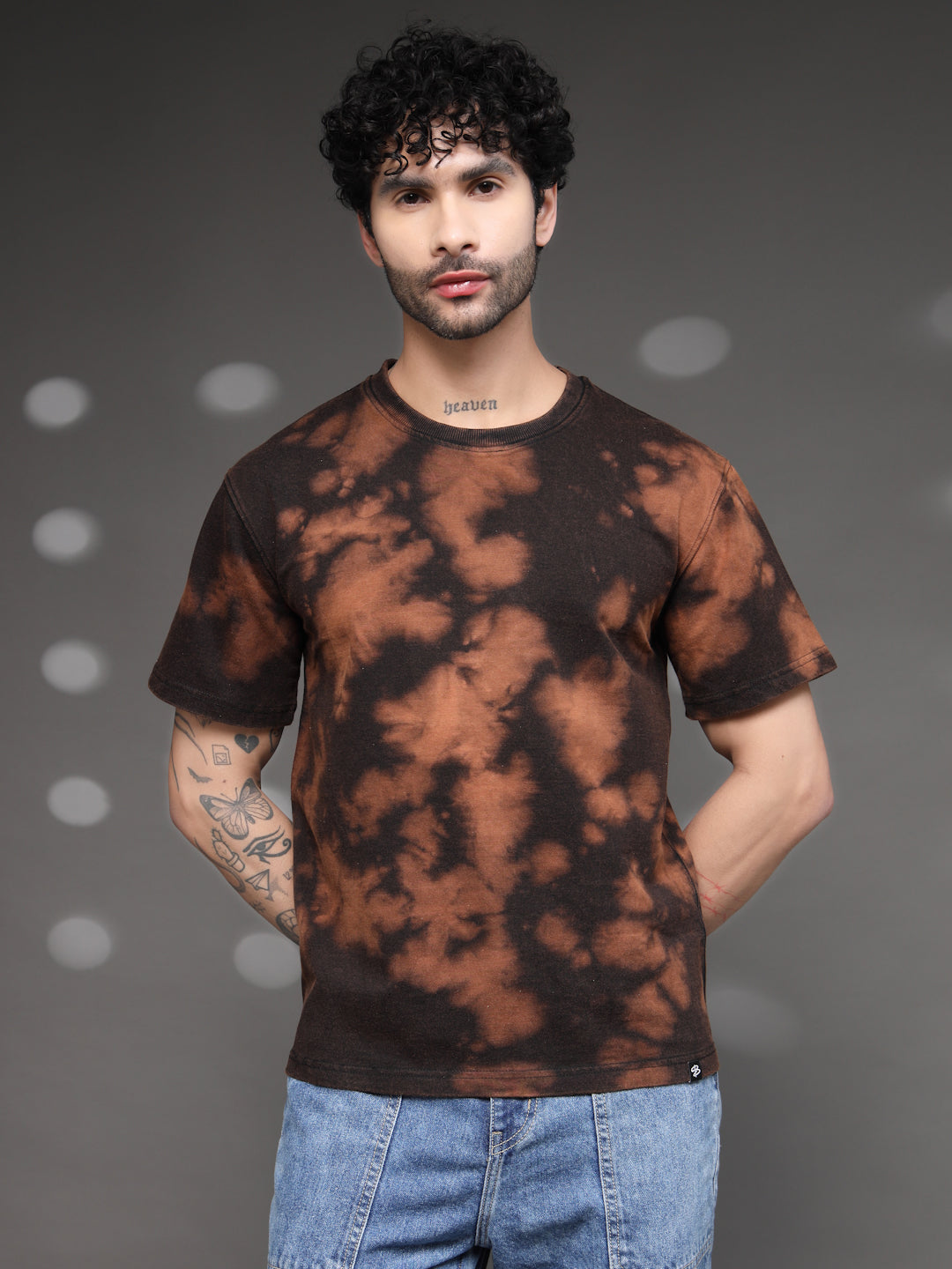 Brown Black Acid Wash T-Shirt