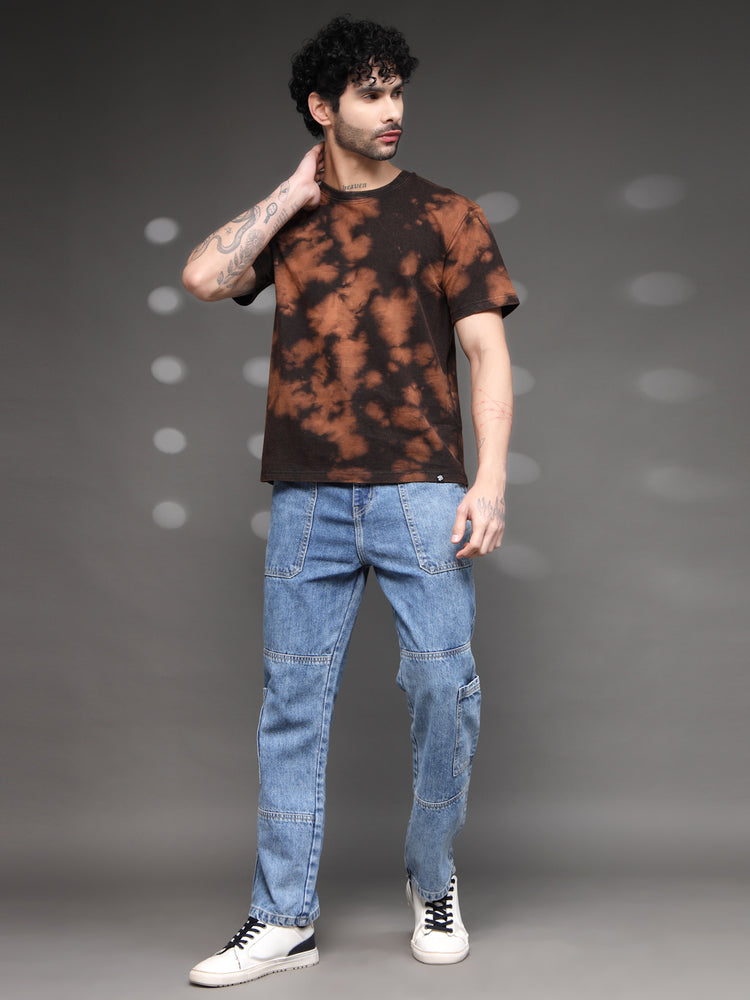 Brown Black Acid Wash T-Shirt