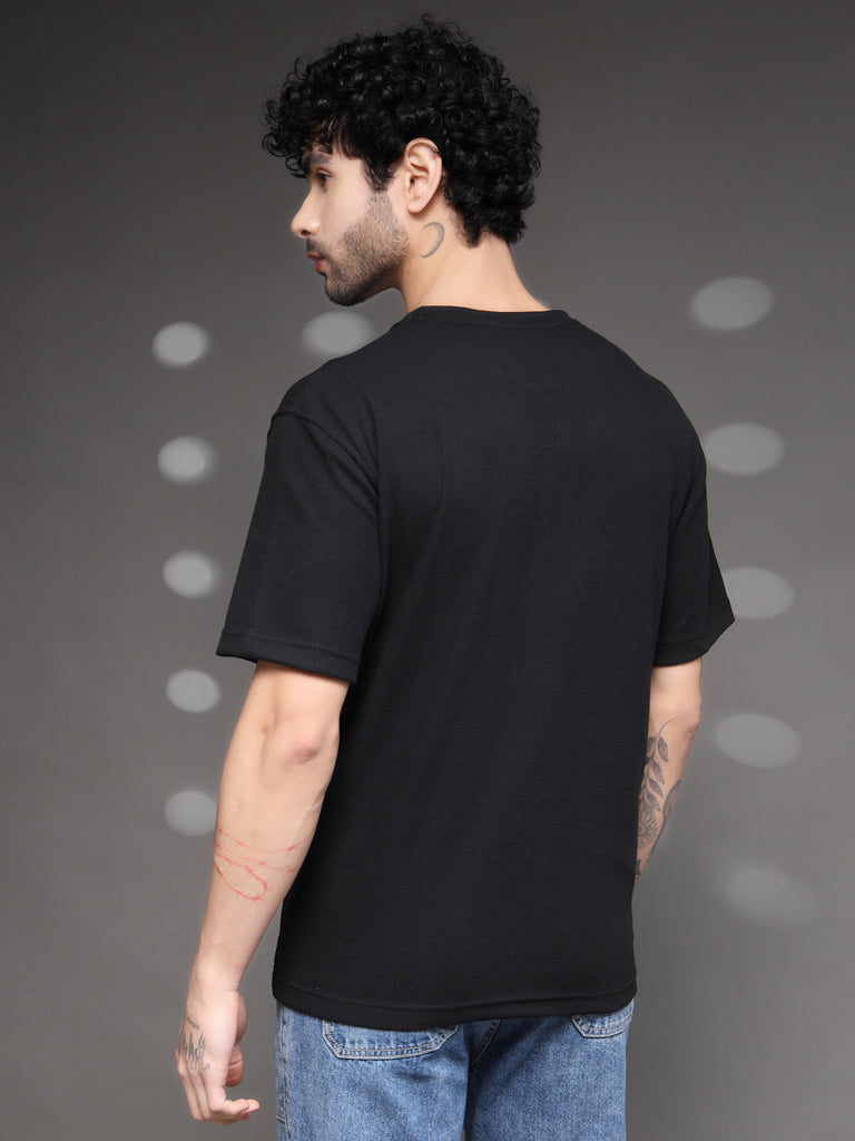 Men's Black Waffle Knit T-Shirt