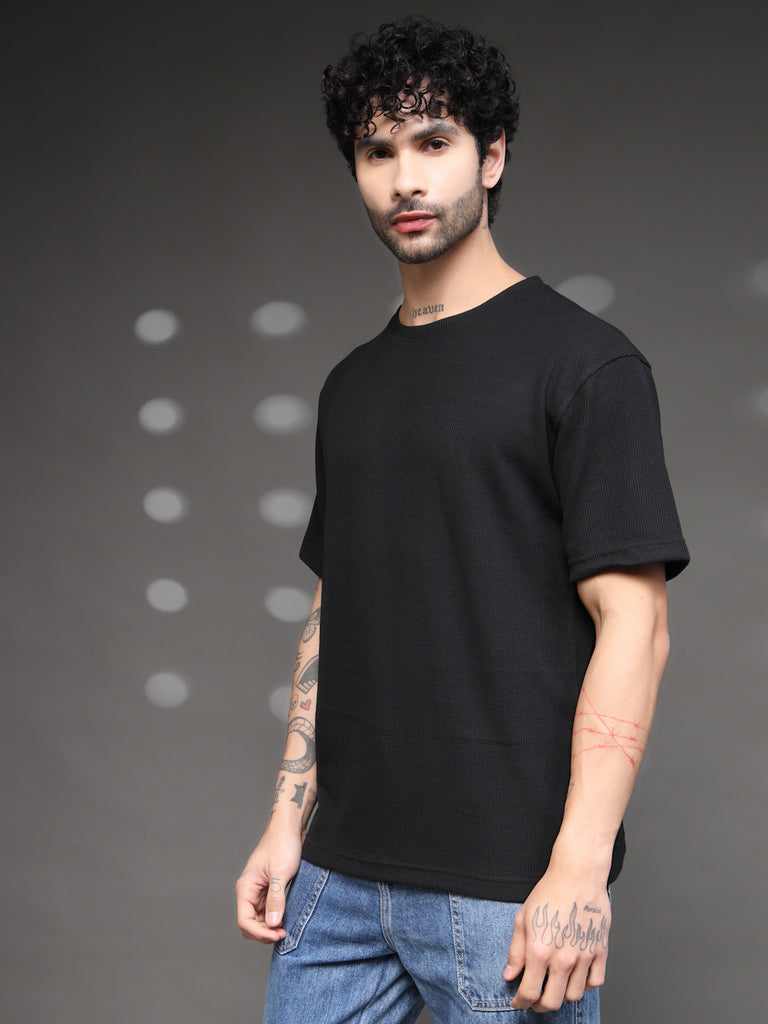 Men's Black Waffle Knit T-Shirt