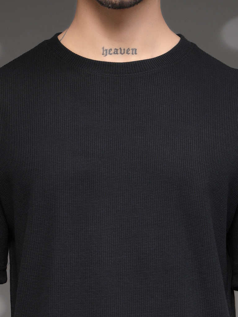 Men's Black Waffle Knit T-Shirt