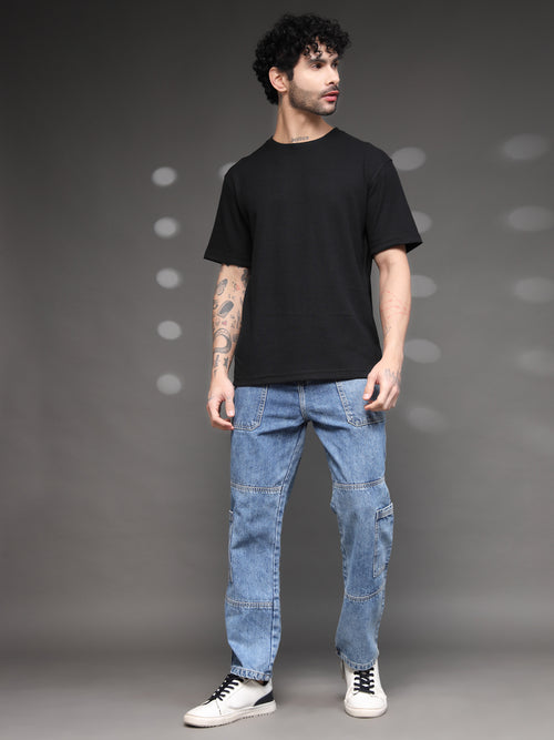 Men's Black Waffle Knit T-Shirt