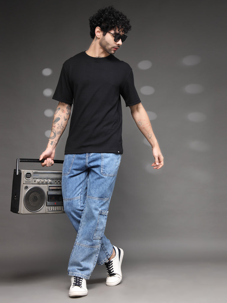 Men's Black Waffle Knit T-Shirt