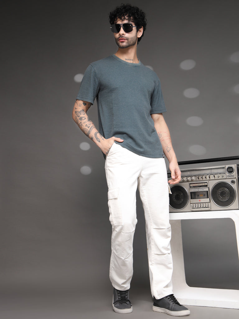 Men's Teal Waffle Knit T-Shirt