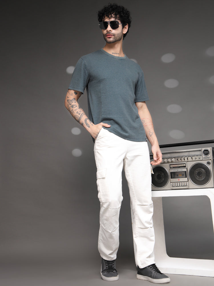 Men's Teal Waffle Knit T-Shirt