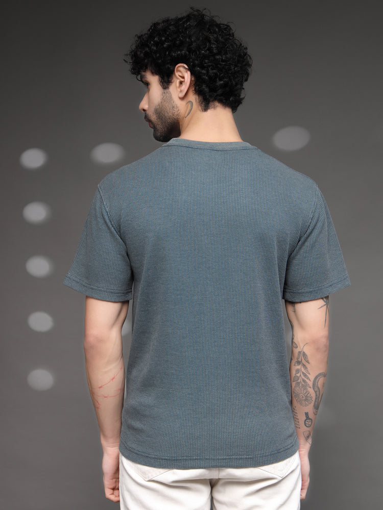 Men's Teal Waffle Knit T-Shirt