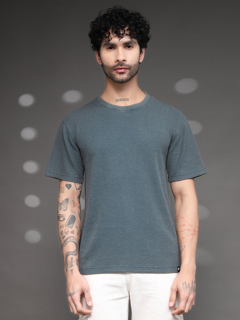 Men's Teal Waffle Knit T-Shirt
