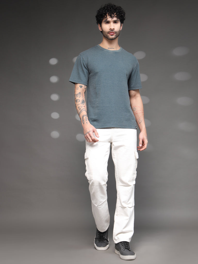 Men's Teal Waffle Knit T-Shirt