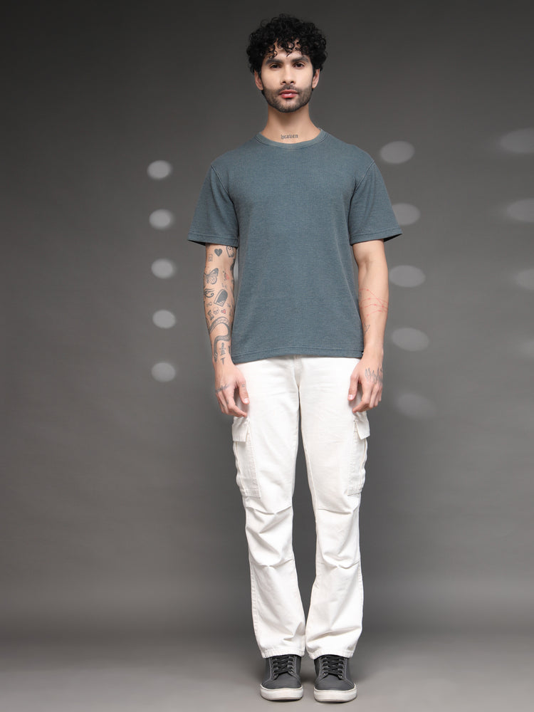 Men's Teal Waffle Knit T-Shirt