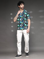 Men's Graffiti Print Cuban Shirt