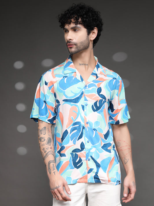 Men's Colorful Abstract Leaf Shirt