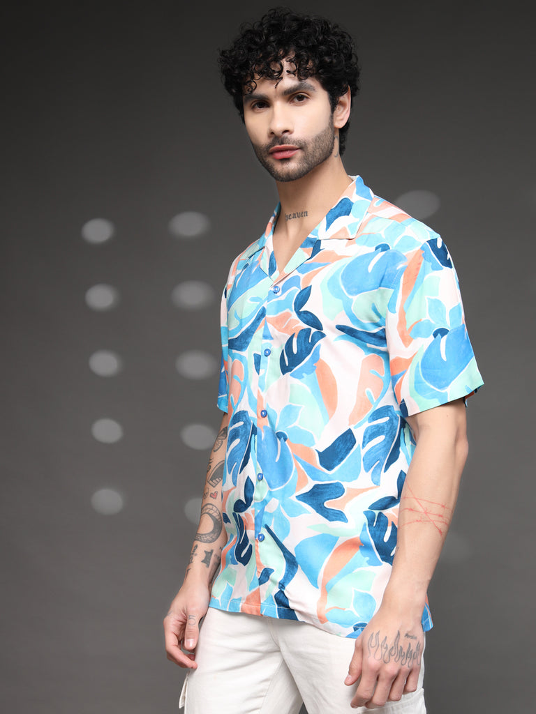 Men's Colorful Abstract Leaf Shirt