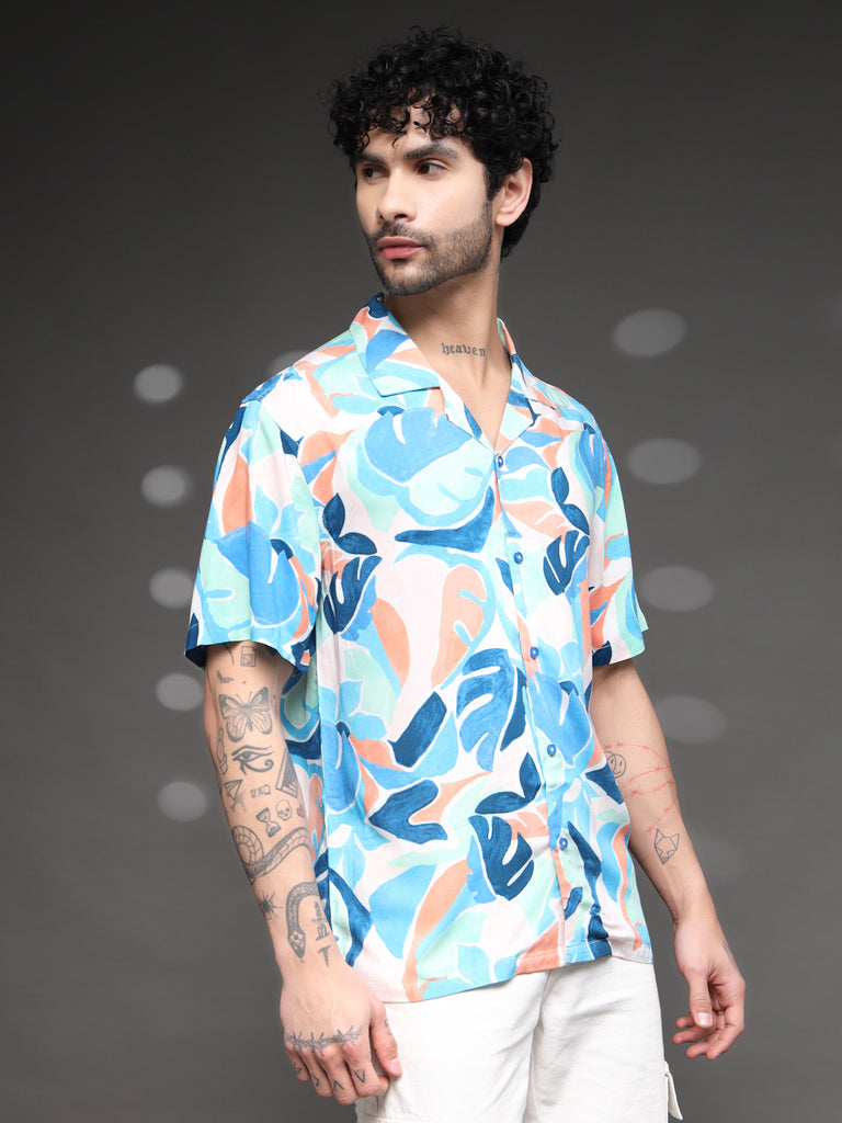 Men's Colorful Abstract Leaf Shirt